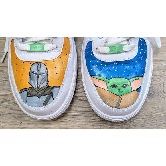 Nike Air Force 1 Mens High Top Sneakers 13 Star Wars Mandalorian Custom Painted - Picture 7 of 12